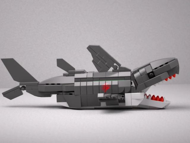 Collectible shark and lifeboat construction set