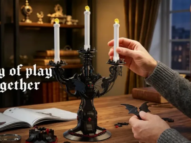 CR101 636-piece batwing candelabra construction set with illuminated candles