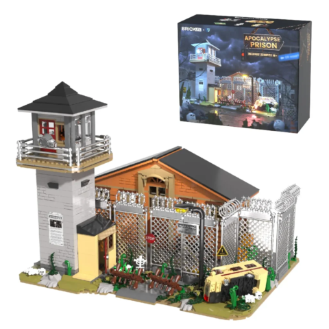Rear view of the dystopian prison compound brick model