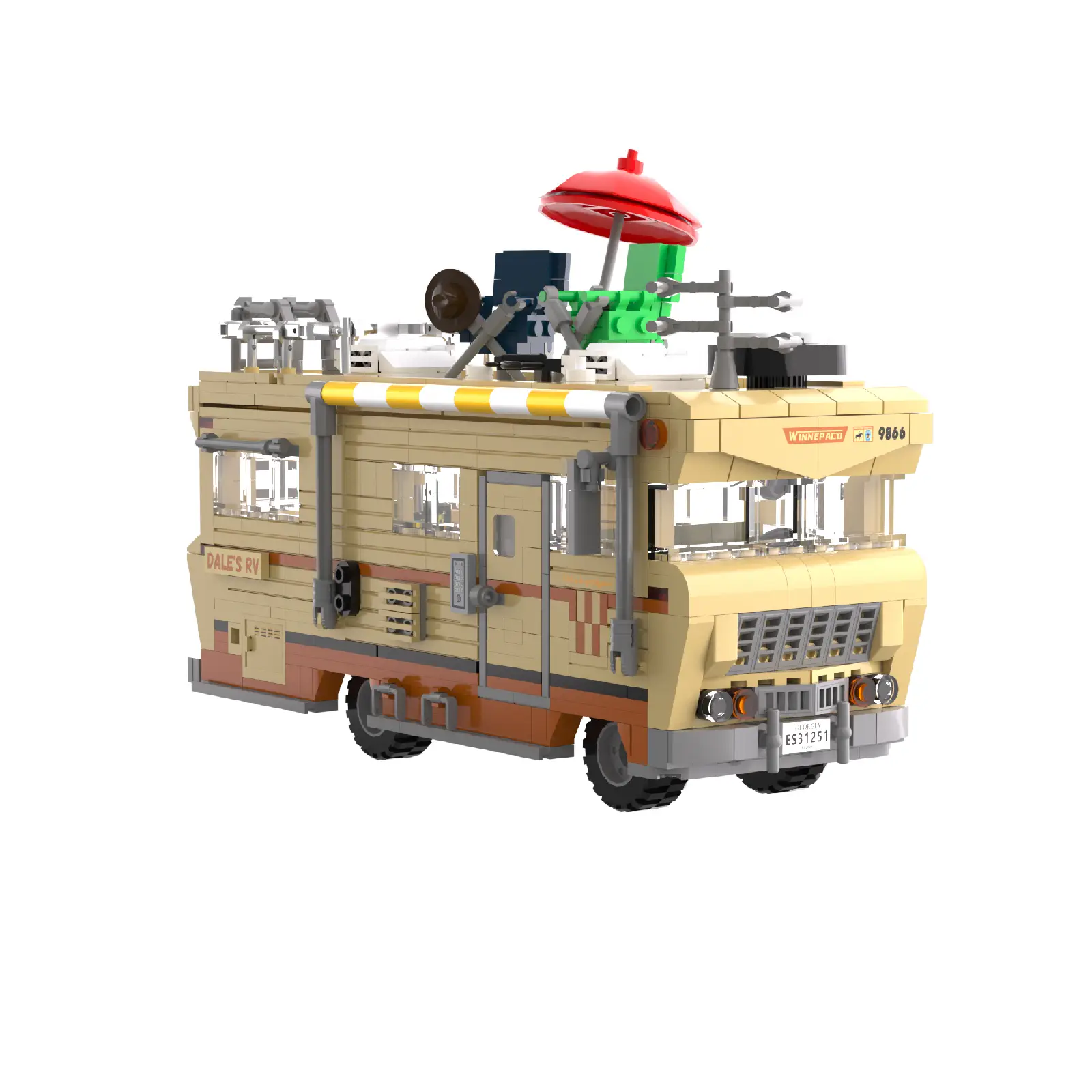 Front three-quarter view of the post-apocalyptic RV brick model